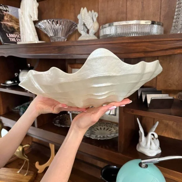 Large Iridescent Shell Glass Decorative Bowl - Picture 2 of 5